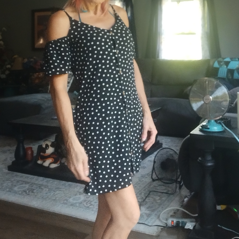 Cold Shoulder Button Down Dress - image 4